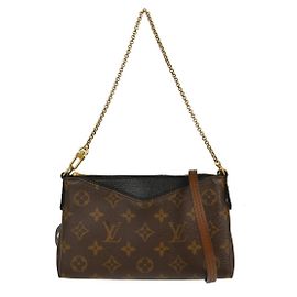 Clutch Pallas Louis Vuitton em canvas Monogram com couro Marrom