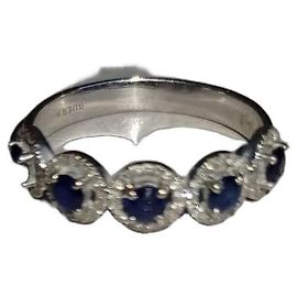 Autre Marque Anel Guérin em ouro branco 750/1000 com safiras e diamantes Branco Azul