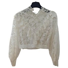 The Kooples Spitzenbluse in Elfenbein Roh