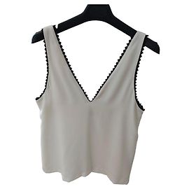 The Kooples Weißes Top mit schwarzer Spitze Schwarz Weiß