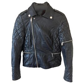 Guess Black Quilted Leather Biker Jacket Black