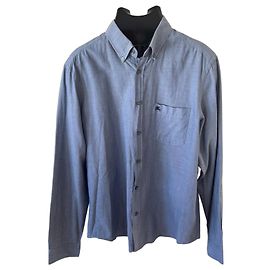 Camicia con bottoni in cotone blu da uomo Burberry Brit Blu