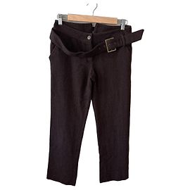 Dolce & Gabbana Brown Herringbone Wool Belted Trousers Brown