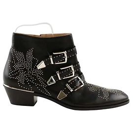 Chloé Schwarze Stiefel mit Schnalle Schwarz