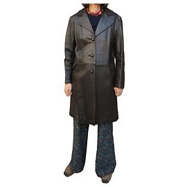 Autre Marque Casaco de couro vintage Marrom