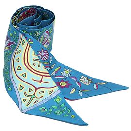Hermès Lenço Twilly Hermes L'Arbre de Vie em azul Azul
