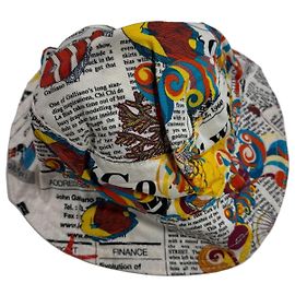 Gorra bucket John Galliano con estampado de periódico Blanco Multicolor