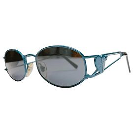 Autre Marque Fiorucci Vintage Oval Blue Metal Sunglasses Blue