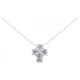 Autre Marque Collier en or blanc Au750 avec saphir et diamant Argenté