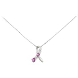 Autre Marque K14WG Ruby Diamond Necklace Silvery