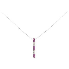 Autre Marque Au750 Ruby Diamond Necklace Red