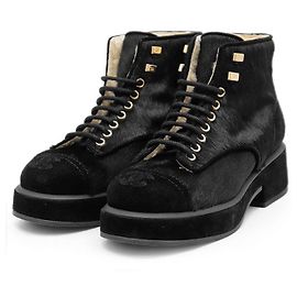 Chanel G39505 Harako Suede Boots Black