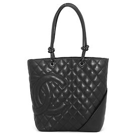 Borsa Tote CHANEL Cambon Line Coco Mark Medium in agnello CHANEL Nera da donna Nero
