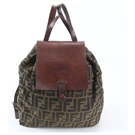 Fendi Zucca Leather Backpack, Rucksack, Shoulder Bag, Handbag, Brown, Women's Brown
