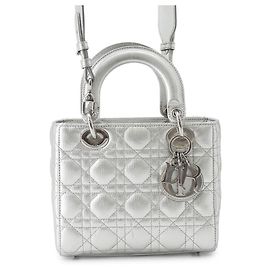 Borsa Christian Dior Cannage My Lady in pelle di vitello Argento