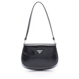 Prada Cleo Mini Handbag, Leather, Women's, Black Black
