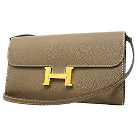 Hermès Hermes Constance Tougo Wallet/Shoulder Wallet, Veau Epsom Leather, Etoupe, K Stamp, Women's. Brown