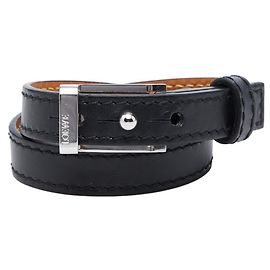 Pulseira Cinto Dupla Loewe, Couro Preto, Feminino Preto