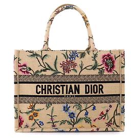Sac à main Christian Dior Petite Fleurs Medium Book Tote, Toile Beige Multicolore Multicolore