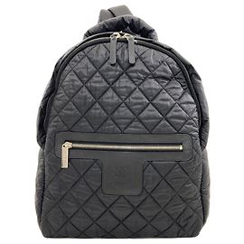 Chanel Coco Cocoon Backpack/Daypack with Silver Hardware, Nylon Material, Women's. Black