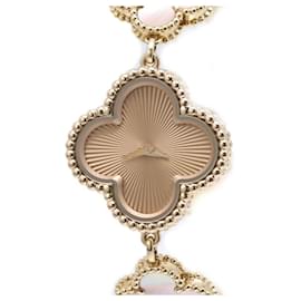 Van Cleef & Arpels Sweet Alhambra Guilloche Women's Watch Rose Gold Golden