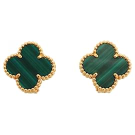 Van Cleef & Arpels Alhambra Ohrringe, Gelbgold mit Malachitgrüner Stein, für Damen Grün