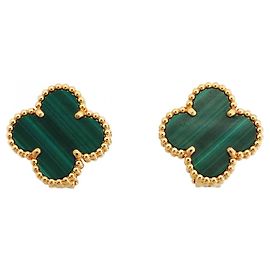 Orecchini Alhambra Van Cleef & Arpels, Oro Giallo con Pietra Malachite Verde, da Donna Verde