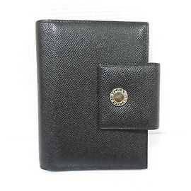 Bulgari Bvlgari Leather -Ring System Planner Cover, Black, Men's Nero