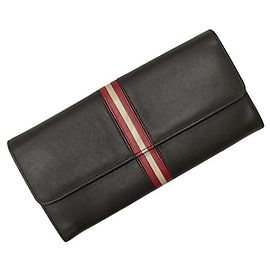 Bally fold long wallet, brown, leather. Brown