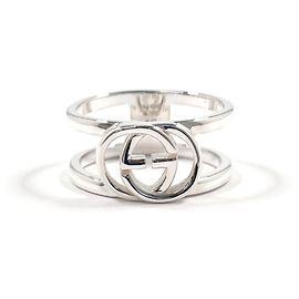 Anello largo Interlocking G GUCCI, Argento Sterling, Misura ., Anello da uomo D'oro