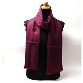 Echarpe/Lenço retangular de seda e lã Salvatore Ferragamo sem uso, cor vinho com design Gancini - Feminino Vermelho