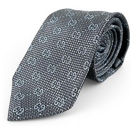 GUCCI % Silk GG Pattern Jacquard Tie, Blue, x , Made in Italy, Authentic, Men's Blue