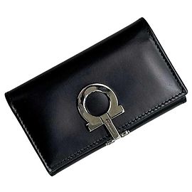 Salvatore Ferragamo -Key Case, Black, Gancini Design, /, Key Holder, Leather. Black