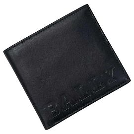 Portefeuille pliable Bally, cuir noir. Noir