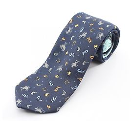 Cravatta in seta da uomo Prada con motivo floreale blu navy, blu e multicolore Blu