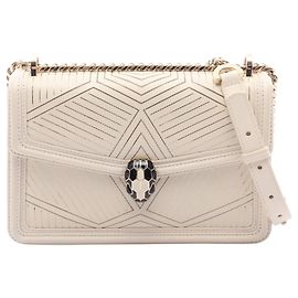 Borsa a tracolla Bulgari BVLGARI Serpenti Diamond Blast in pelle da donna Bianca Bianco