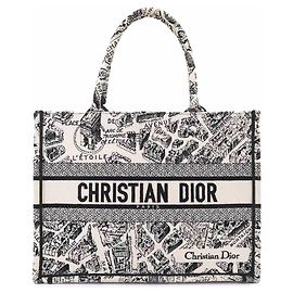 Bolsa Christian Dior Book Tote Medium, Lona Plan de Paris, White/Black, Preto