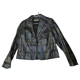 Floral embossed leather blazer Christopher Kane Black Blue Green