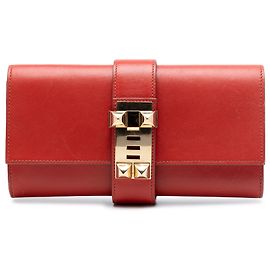 Hermès Medor Clutch 23 in rotem Tadelakt Rot
