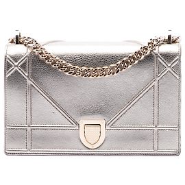 Dior Argento Medium Metallic Calfskin Diorama Flap Argento