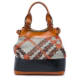 Burberry Orange Prorsum gewebte Leder-Tote mit Check-Muster Orange
