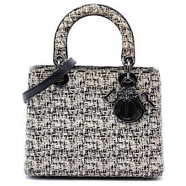 Lady Dior en tweed blanc, taille Medium, Dior Blanc