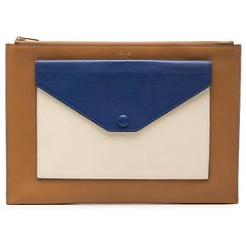 Céline Clutch envelope de couro tricolor marrom Celine Marrom