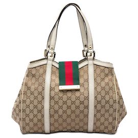 Borsa Tote da donna Gucci Beige GG Canvas Web New Altro