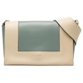 Céline Celine Blue Medium Shiny Smooth Calfskin Frame Shoulder Bag Blue Light blue
