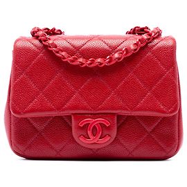 Chanel Red Mini Square Caviar Incognito Flap Rouge