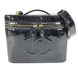Bolsa de Vanity Chanel Vintage CC Coco Mark Logo Preto