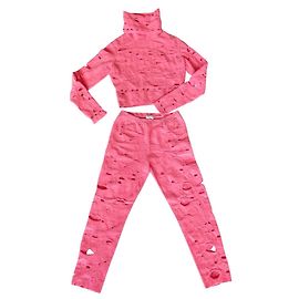 Chanel SUPERMARKET Candy-Pink Distressed Knit Lounge Suit Pink