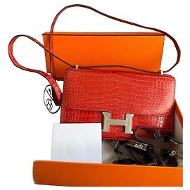 Hermès Constance Elan 24 Red Crocodile Leather Handbag Red