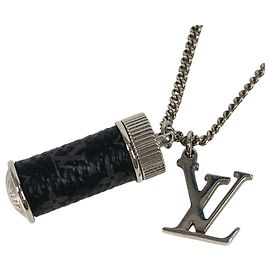 Louis Vuitton Monogram Eclipse Necklace Black Silvery